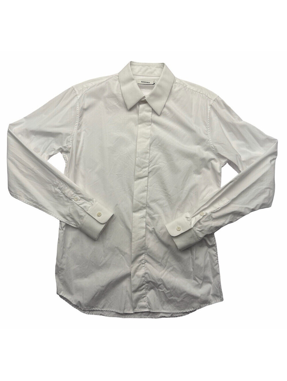 Sandro Men's Classic Fit Cotton Poplin Dress Shirt White Size M